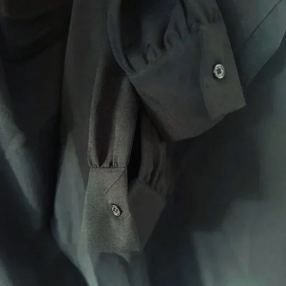 Native One Women's Black Long Sleeve Tie Front Plunge V-Neck Mini Dress Size L - Picture 6 of 10